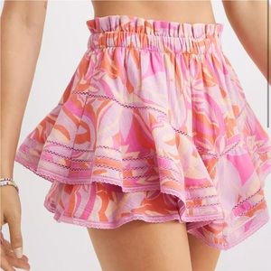 COPY - Aerie Rock N Ruffle Pastel Floral Skort Pink Orange Medium